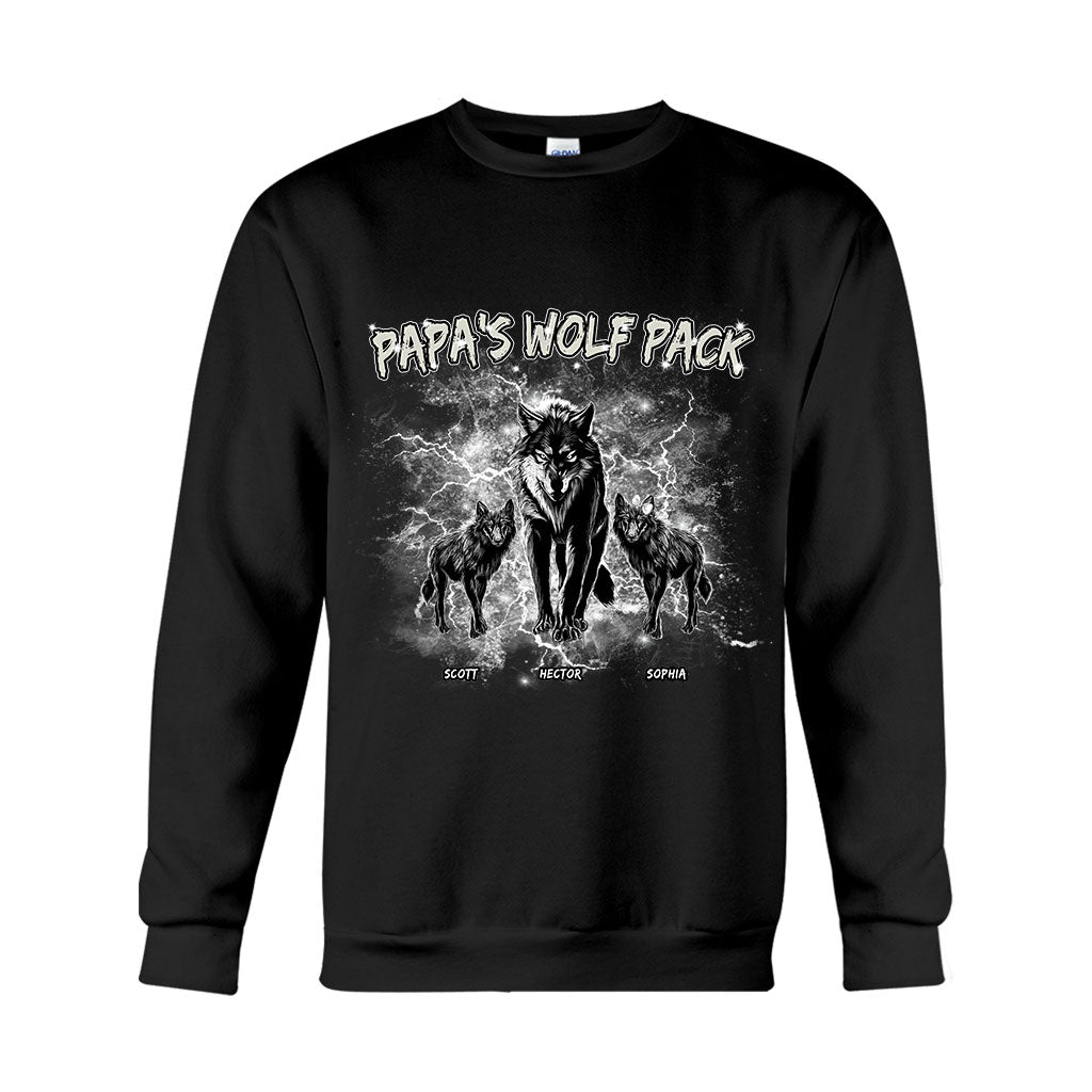 Papa's Wolf Pack Thunder Bootleg – Personalisiertes Vater-T-Shirt und Hoodie