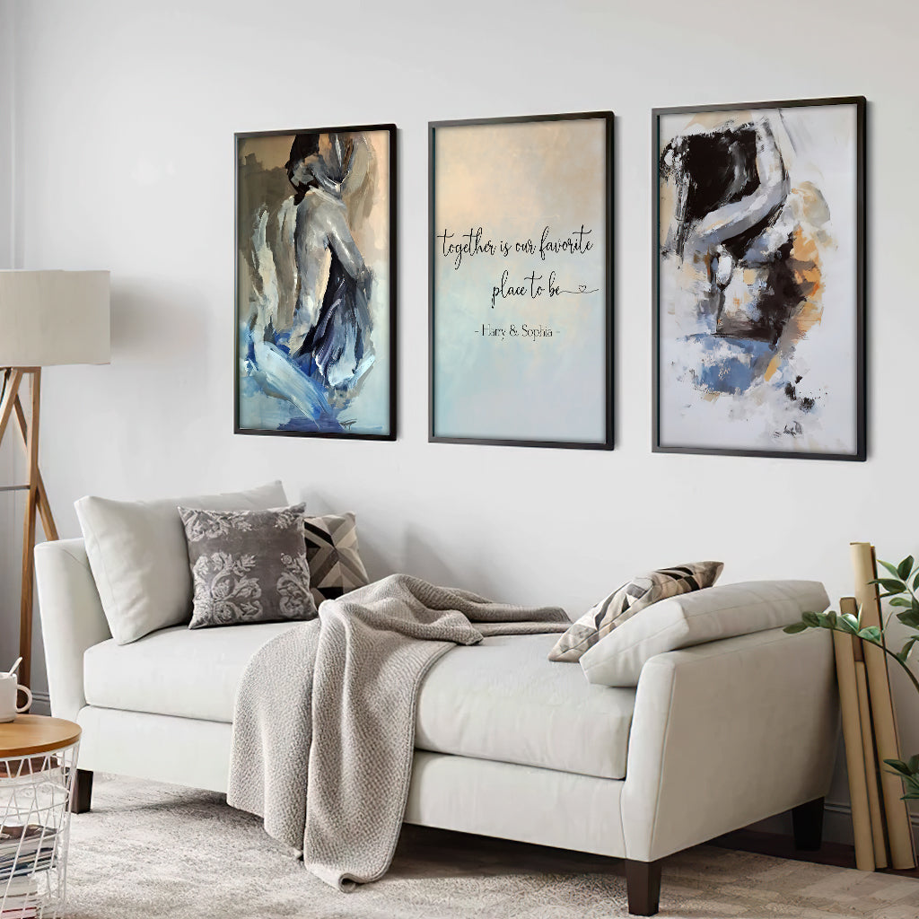 Gemeinsam sind wir am liebsten – personalisiertes Poster- und Leinwandset für Paare