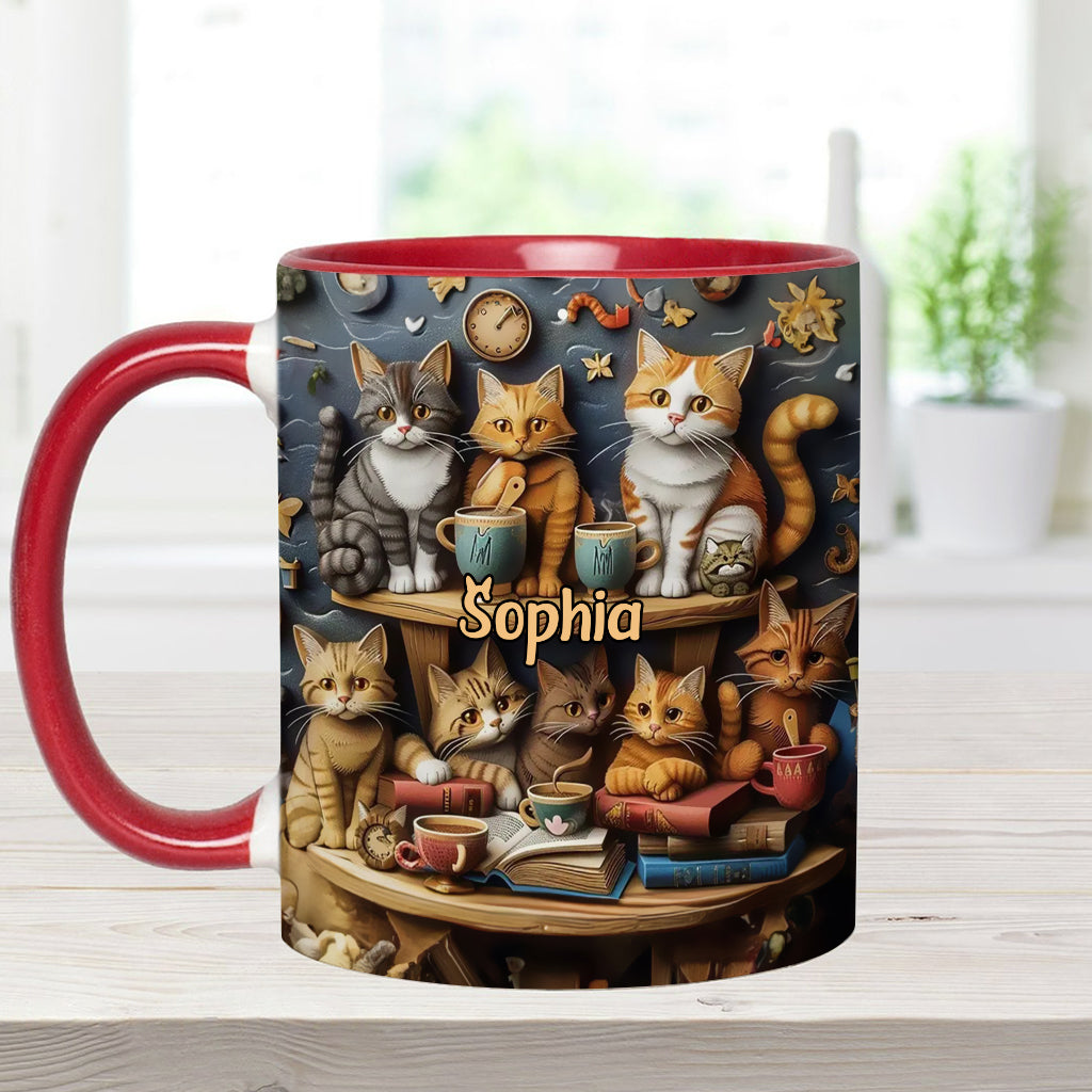 Einfach Katzen lieben – Personalisierte Tasse im Vintage-Stil mit Katzenmotiv