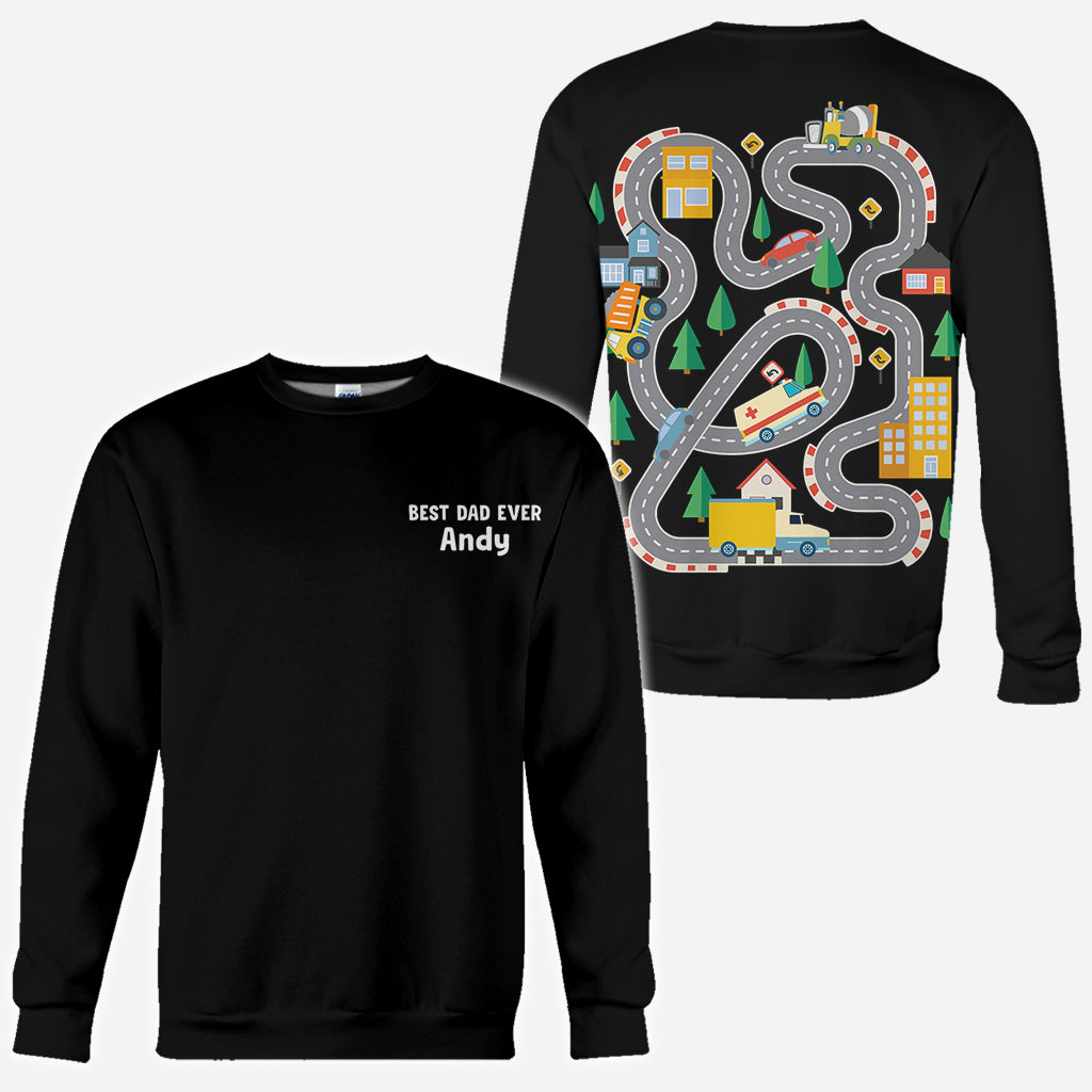 „Road On The Back“-Massage-T-Shirt – personalisiertes Vater-Shirt