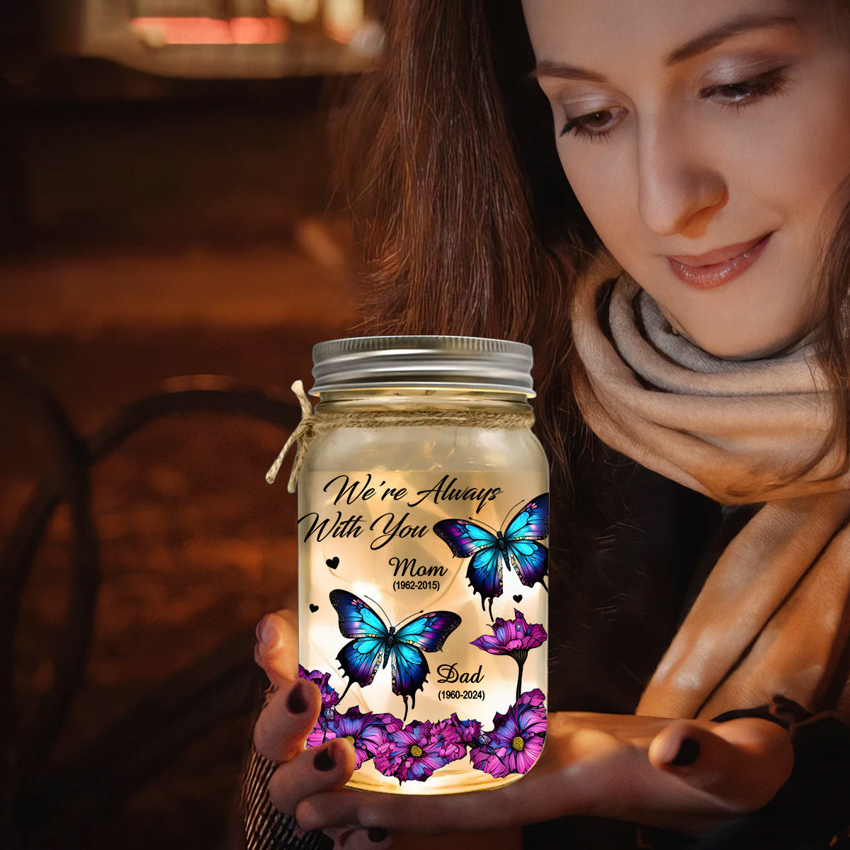 Wir sind immer bei dir – Personalisierte Gedenkleuchte im Einmachglas