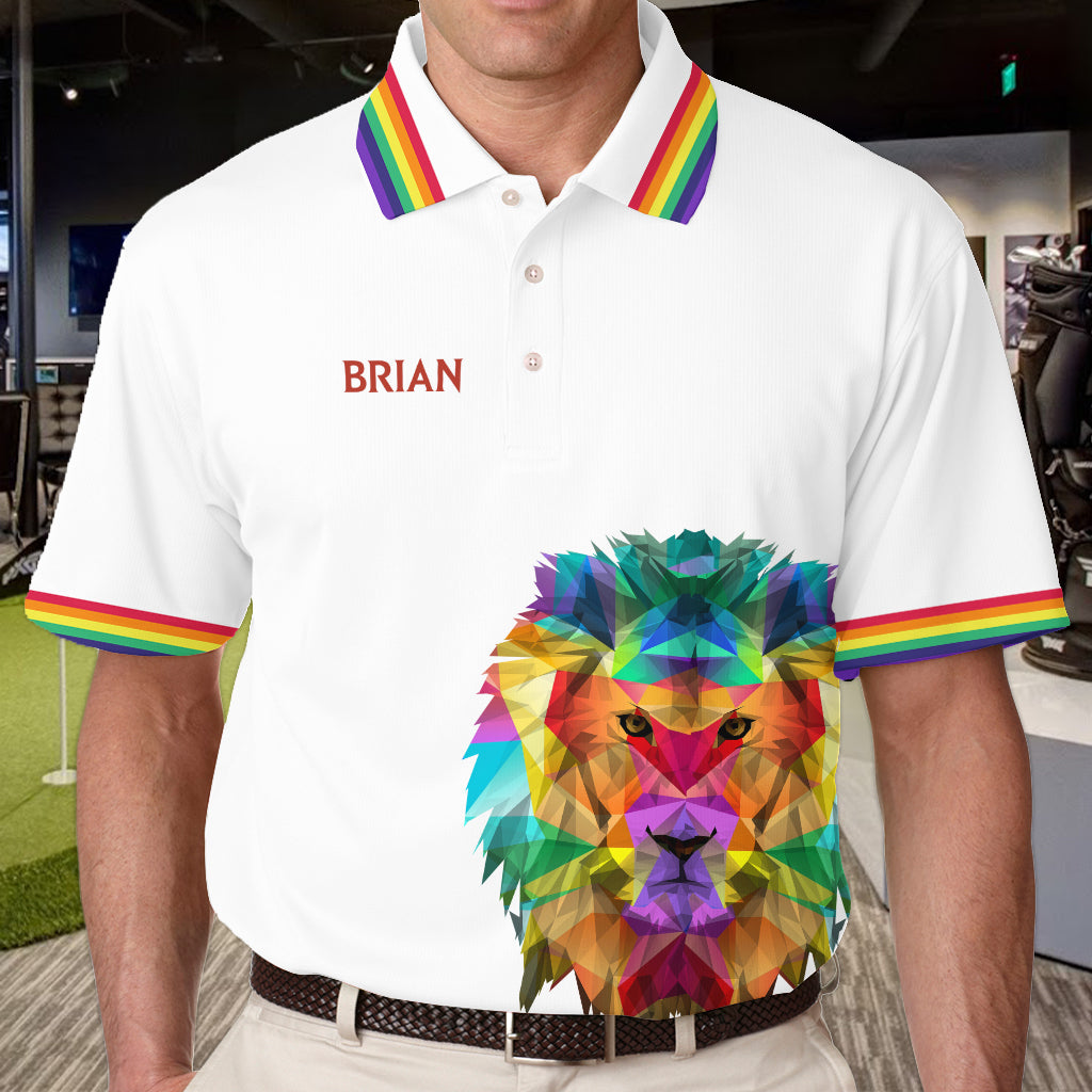 LGBT Pride Month Löwe Das bin ich - Personalisiertes LGBT-Unterstützungs-Poloshirt