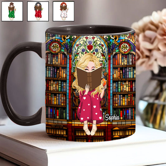 Einfach ein Mädchen, das Bücher liebt – personalisierte Tasse mit Buchmotiv