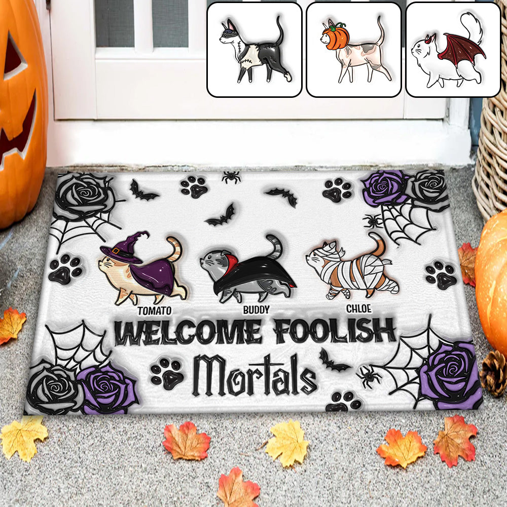 Welcome Foolish Mortals - Personalized Cat Doormat