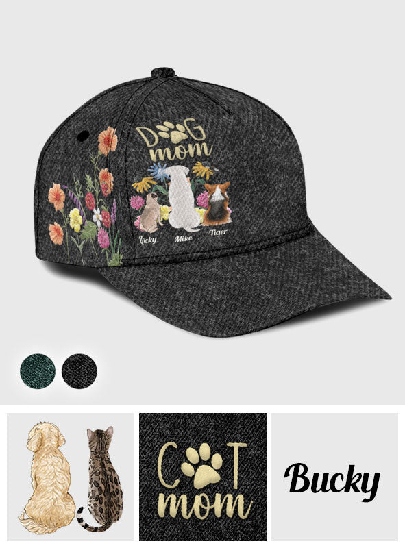 Dog Mom Cat Mom Fur Mom Wild Flowers - Personalized Dog Classic Cap