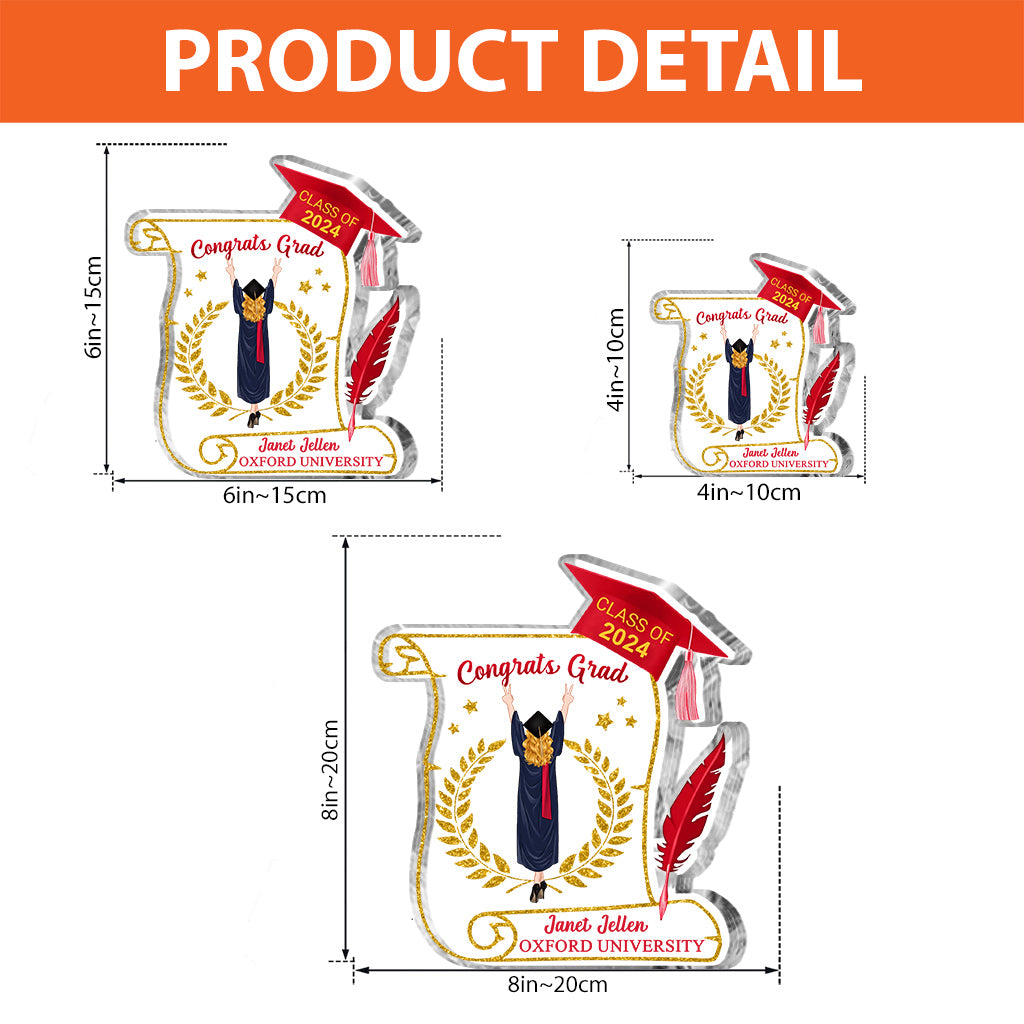 Glückwunsch zum Abschluss – Personalisierte Acrylplakette in Sonderform