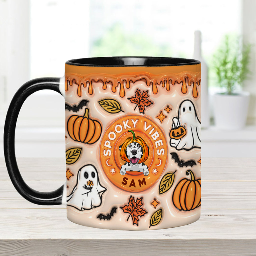 Spooky Vibes Ghost Fall - Personalized Dog Accent Mug