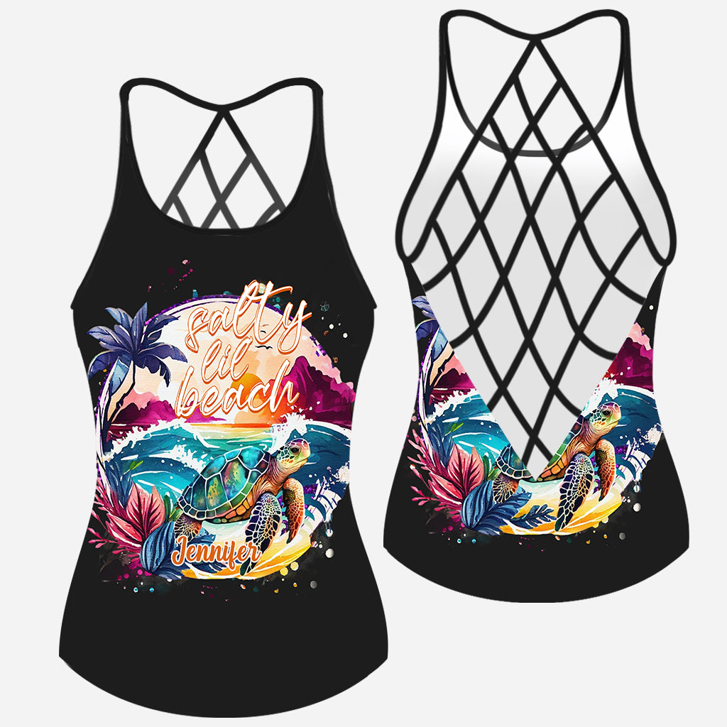 Salty Lil' Beach - Personalisiertes Tanktop mit Schildkrötenkreuz