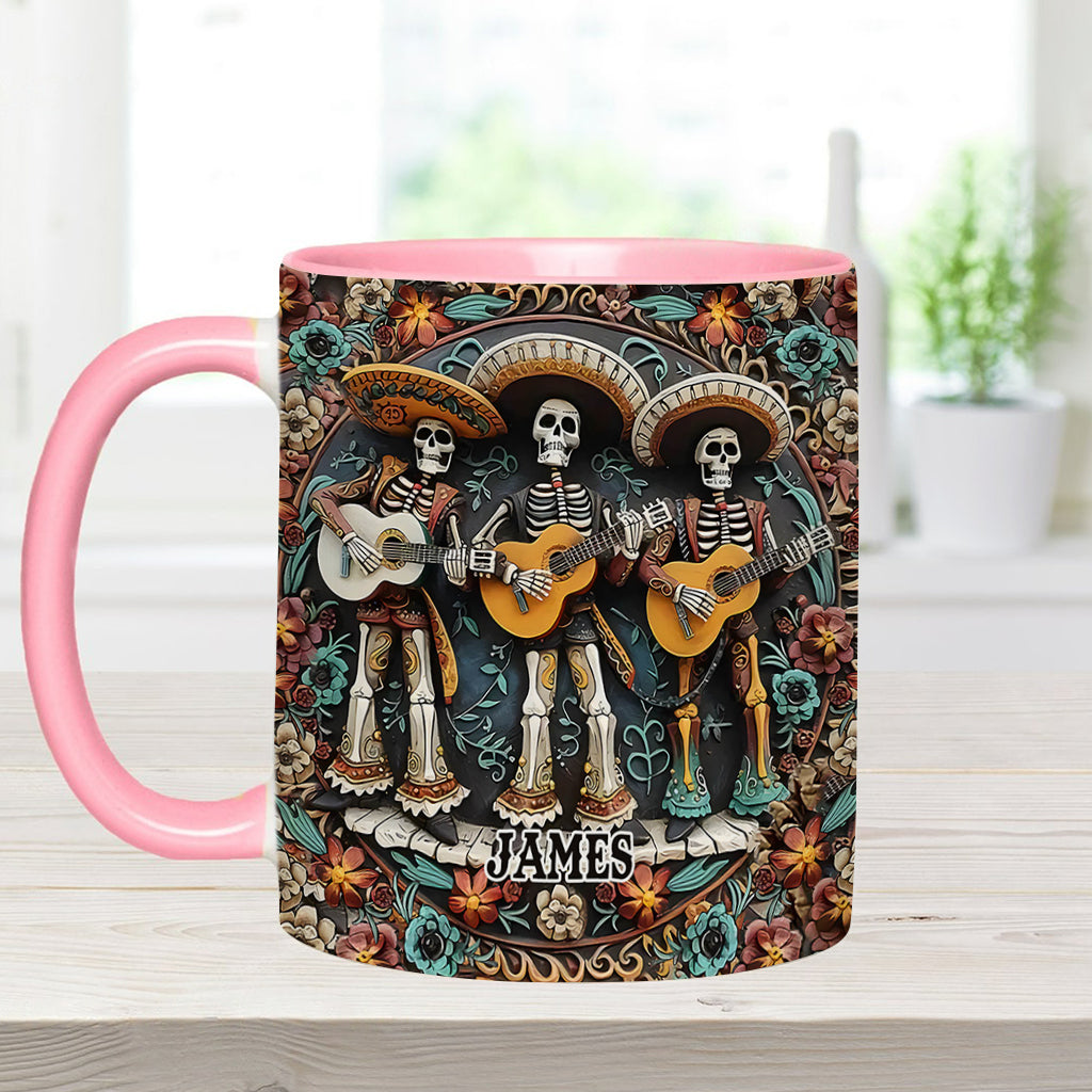 Skelett-Trio – Personalisierte Tasse mit Totenkopf-Akzent