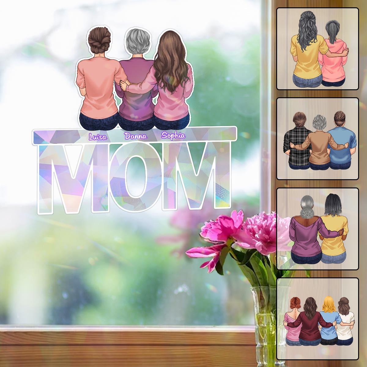 Ich liebe dich, Mama – Personalisierter Sonnenfänger-Aufkleber für Mutter