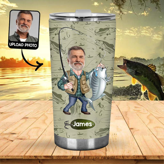 Lustiges Karikaturgesicht – personalisierter Angelbecher