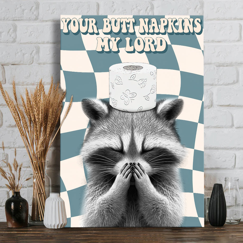 Deine Serviette, mein Herr – Personalisierte Waschbär-Leinwand und Poster