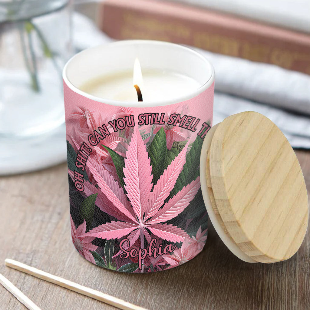 Pink In My Area - Personalized Weed Candle With Wooden Lid