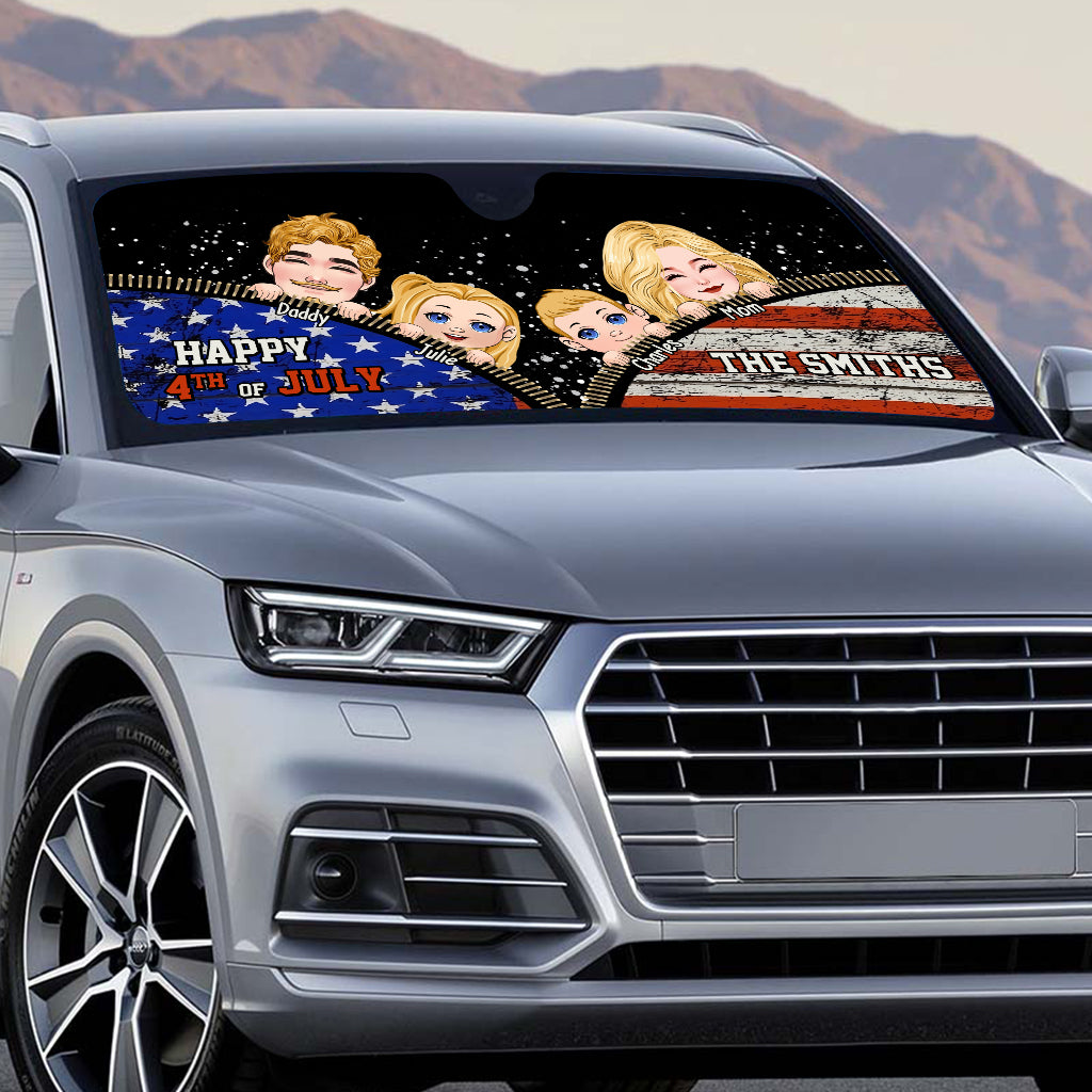 Funny Family Independence Day - Personalized Family Car Sunshade