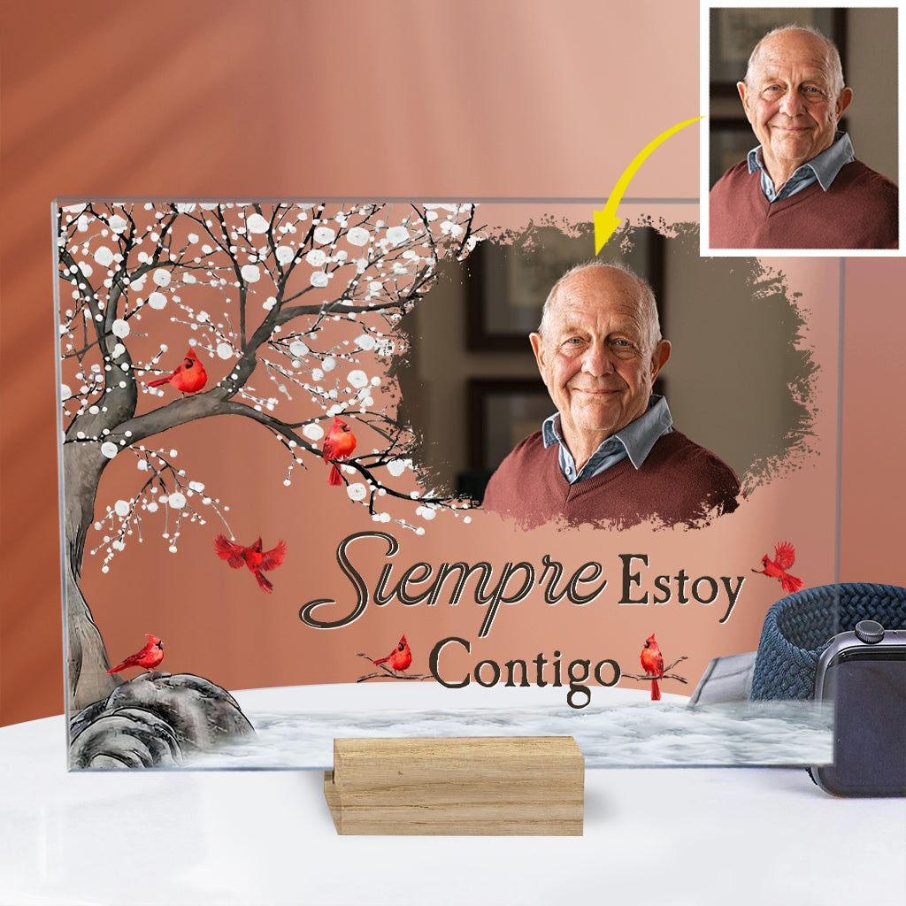 Siempre Estoy Contigo – personalisierte Gedenktafel aus transparentem Acryl