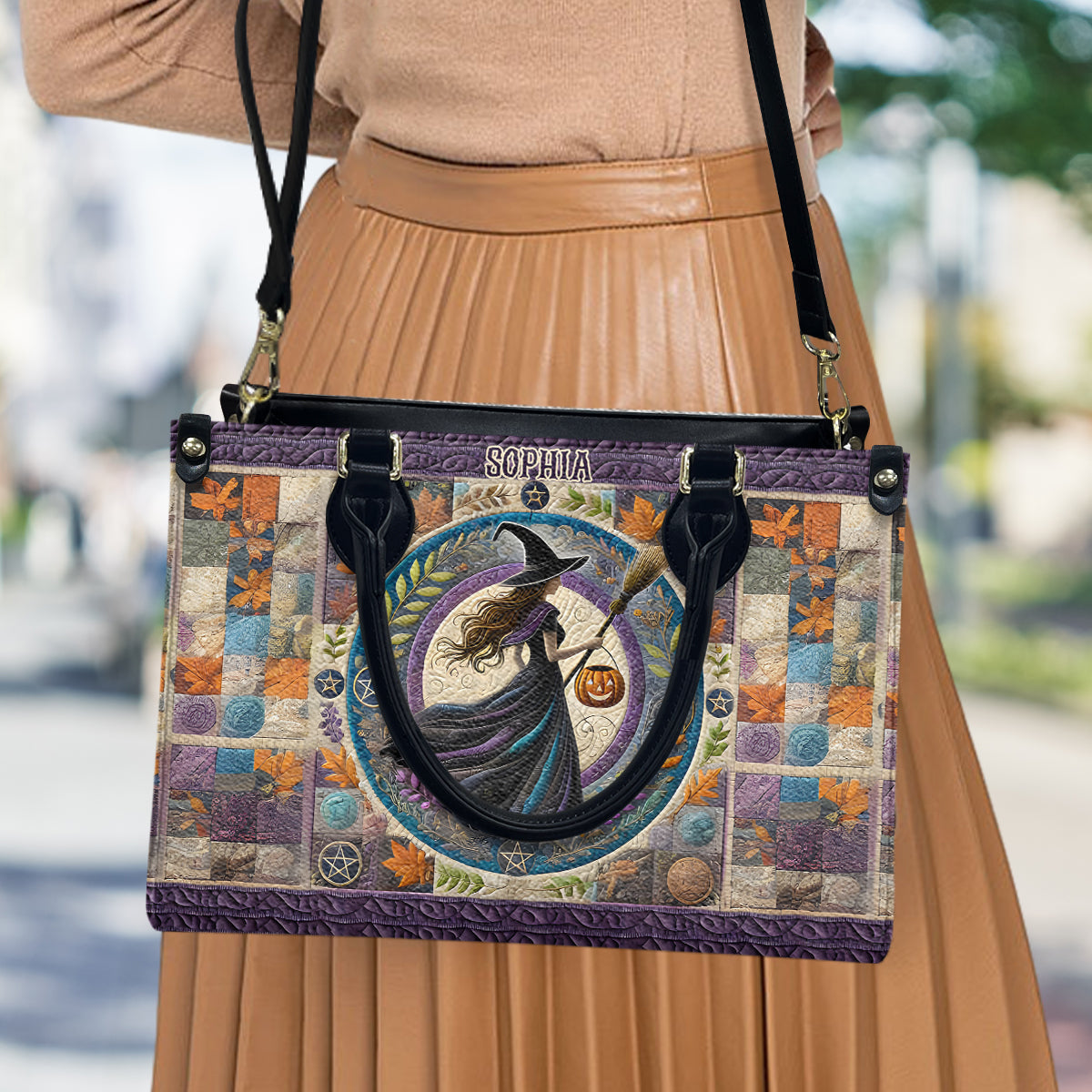 Wunderschöne Hexe – personalisierte Hexen-Lederhandtasche
