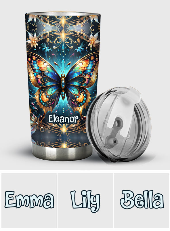 Atemberaubender, goldmetallicfarbener Schmetterling – personalisierter Schmetterlingsbecher