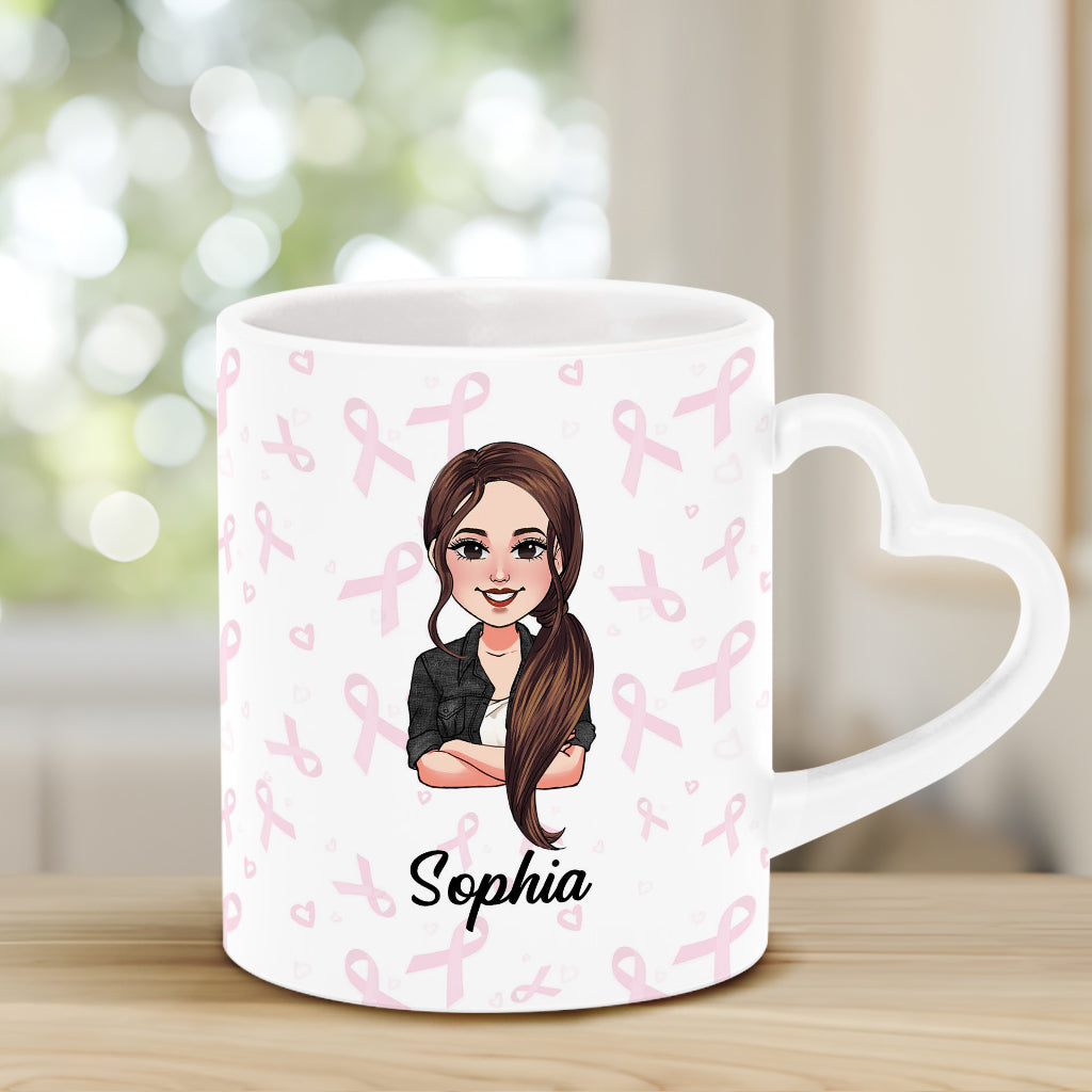 Lieber Krebs, du hast dir die Falsche ausgesucht – Personalisierte Tasse mit Herzgriff zur Brustkrebsvorsorge