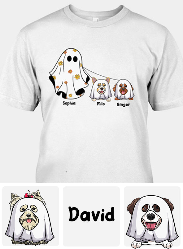 Niedliche Geister – Personalisiertes Hunde-T-Shirt und Hoodie