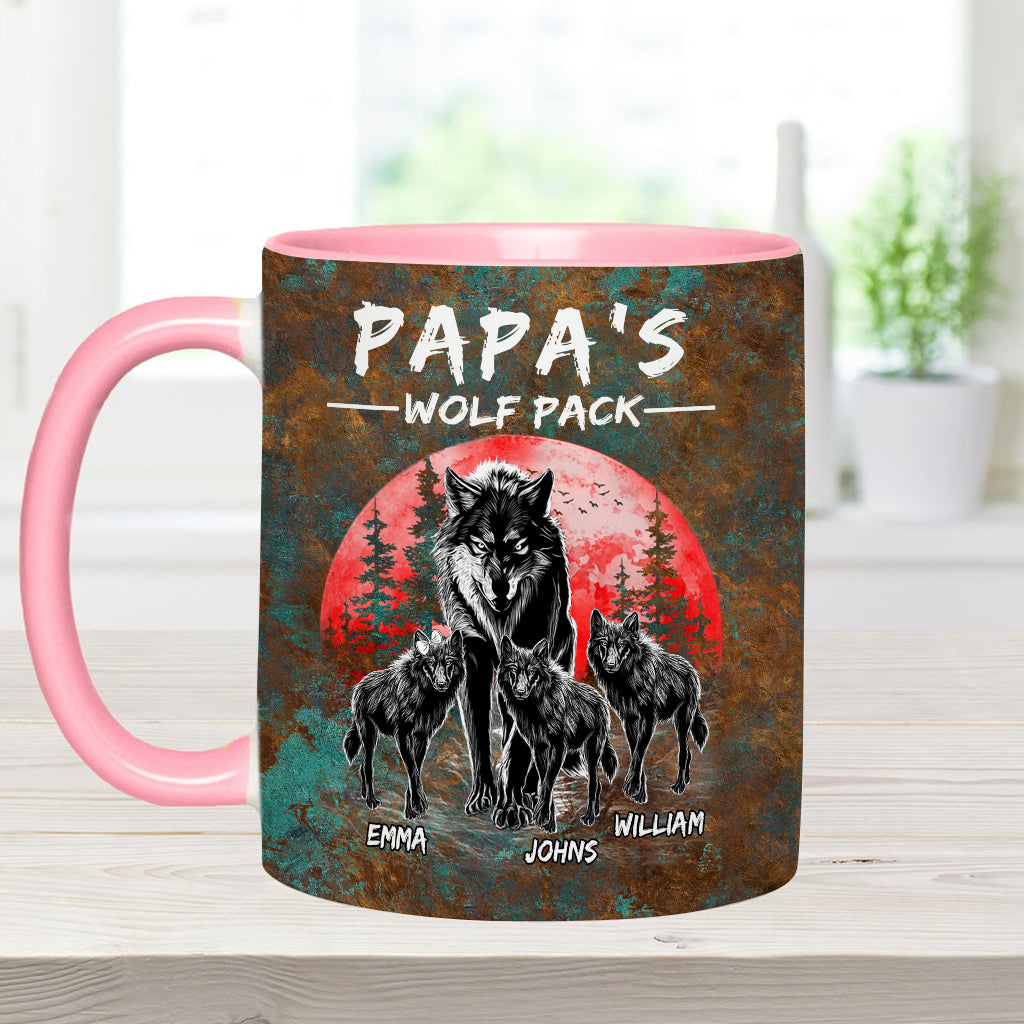Opas Wolfsrudel – Personalisierte Tasse mit Vater-Akzent