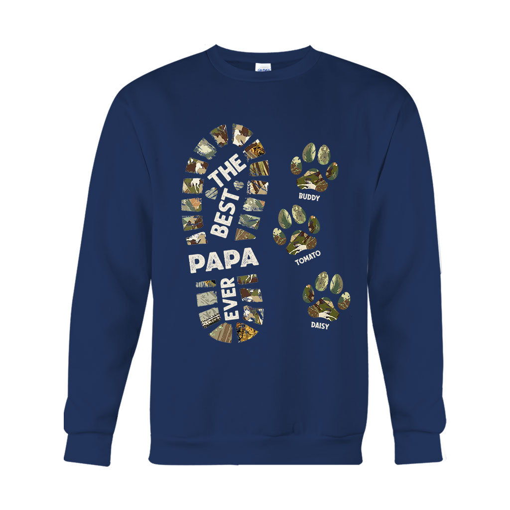 Papa-Pfotenabdrücke – Personalisiertes Vater-T-Shirt und Hoodie