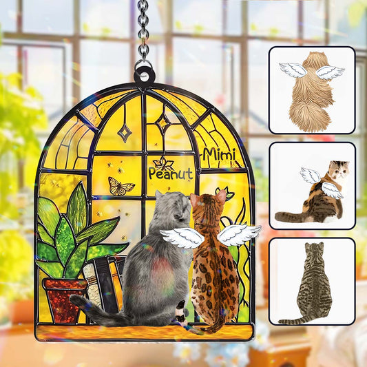 Atemberaubende Katzen am Fenster – Personalisierter Katzen-Fensterhänger als Sonnenfänger