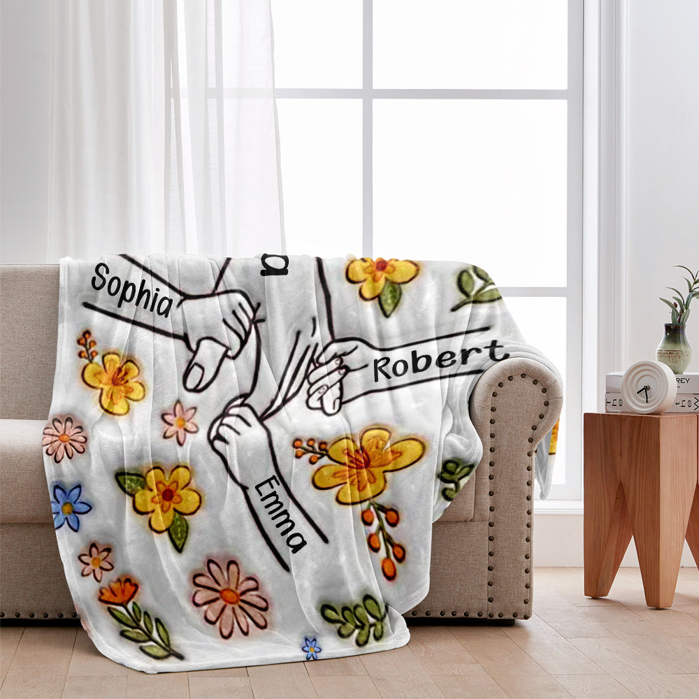 Du hältst unsere Hand – personalisierte Mutterdecke