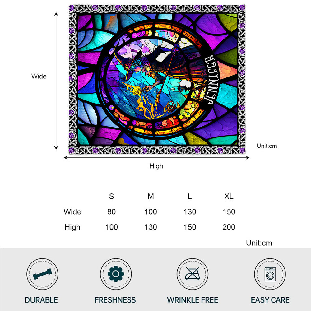 Mystische Hexendecke aus lila Buntglas – personalisierte Hexendecke
