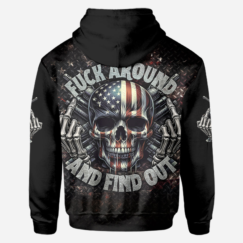 Amerikanische Flagge mit Skelett – Personalisiertes Totenkopf-Shirt