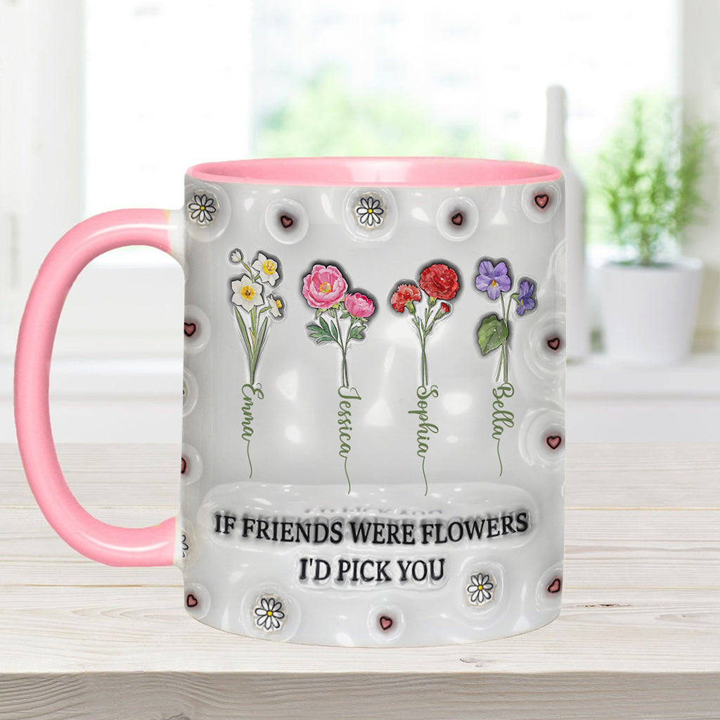 Birth Month Flowers Besties - Personalized Bestie Accent Mug