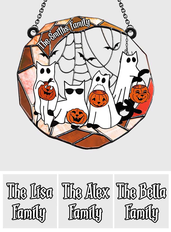 Schwarze Katze Halloween 2024 – Personalisierter Fensterhänger mit schwarzer Katze als Sonnenfänger 