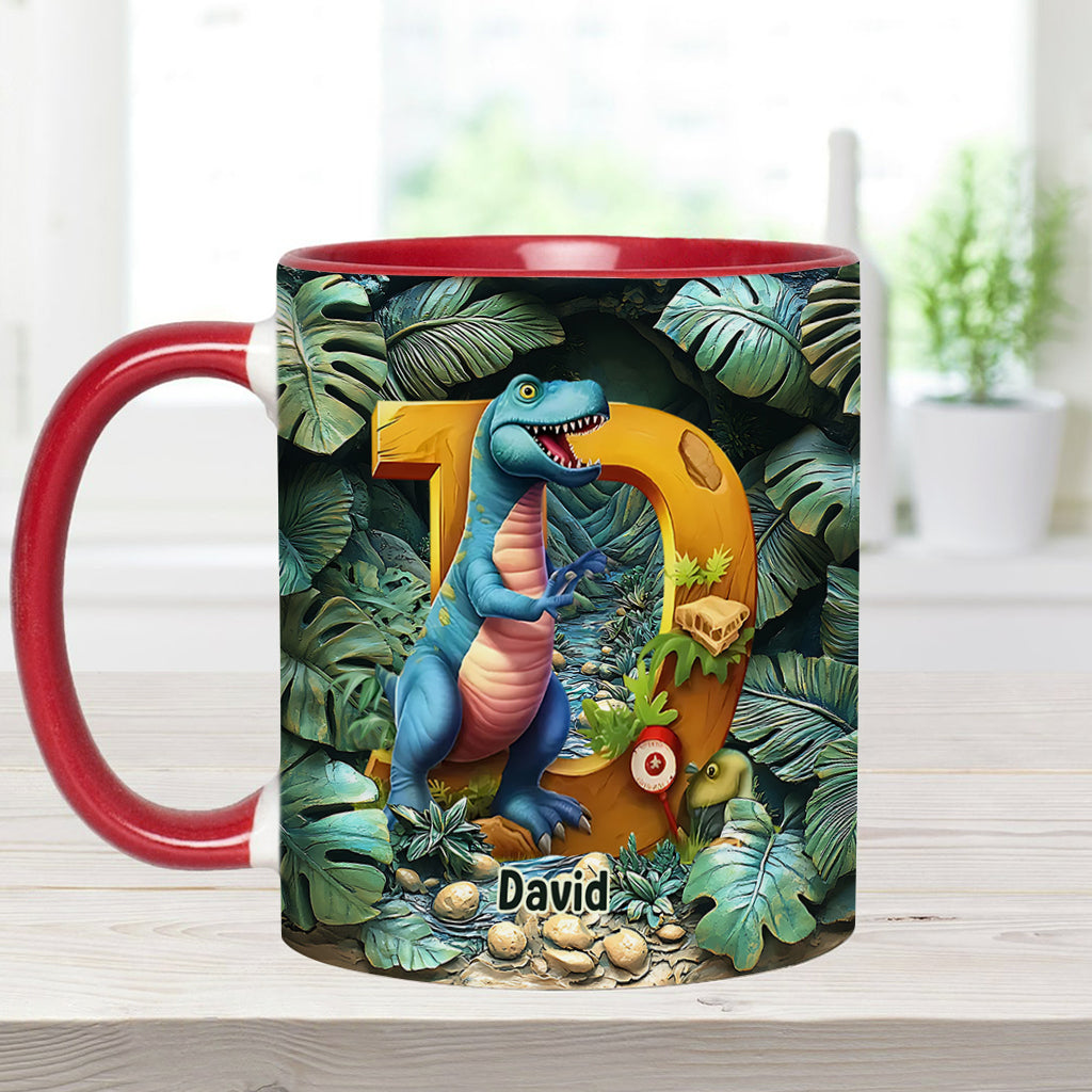 Dinosaurier-Buchstabe - Personalisierte Tasse mit Kinderakzent