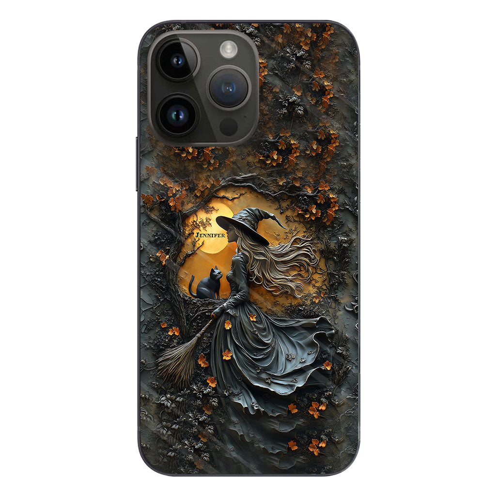 Wunderschöne Hexe & ihre schwarze Katze – personalisierte Hexen-Handyhülle