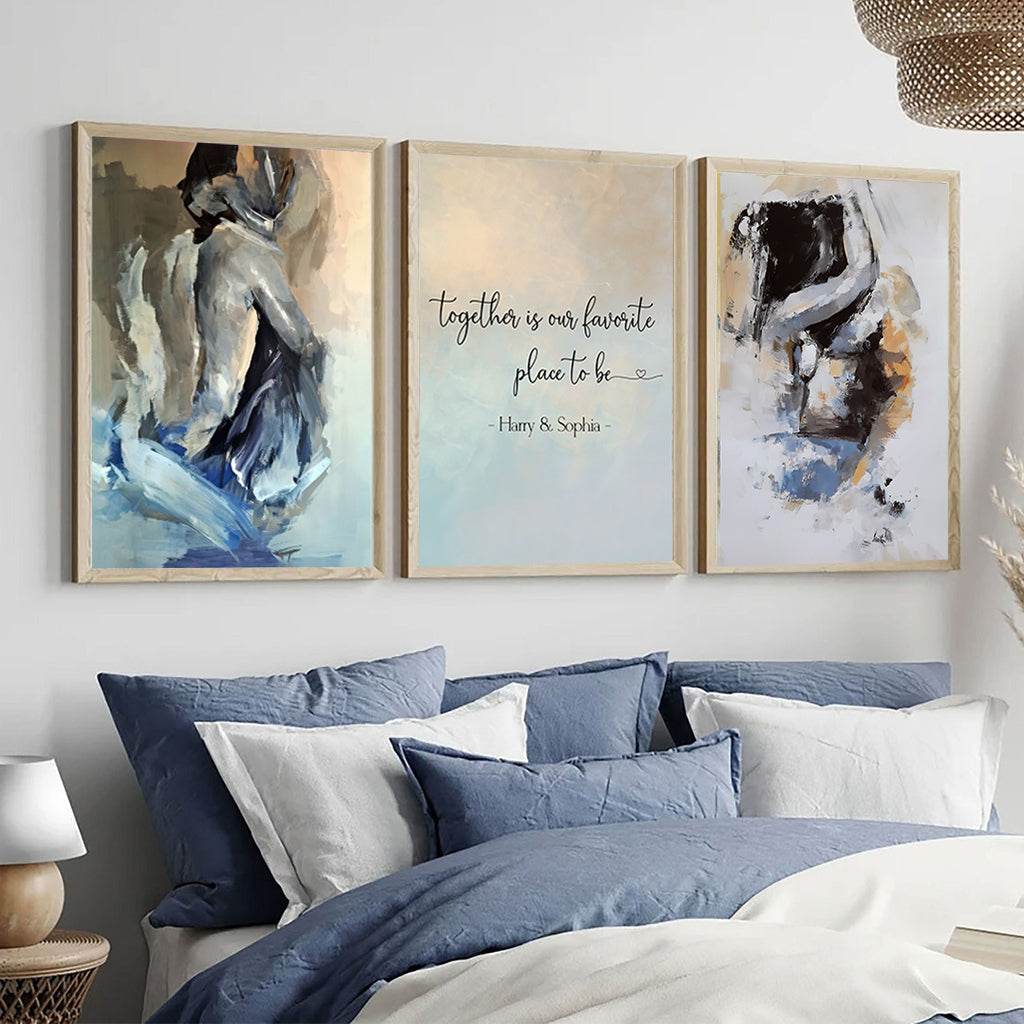 Gemeinsam sind wir am liebsten – personalisiertes Poster- und Leinwandset für Paare