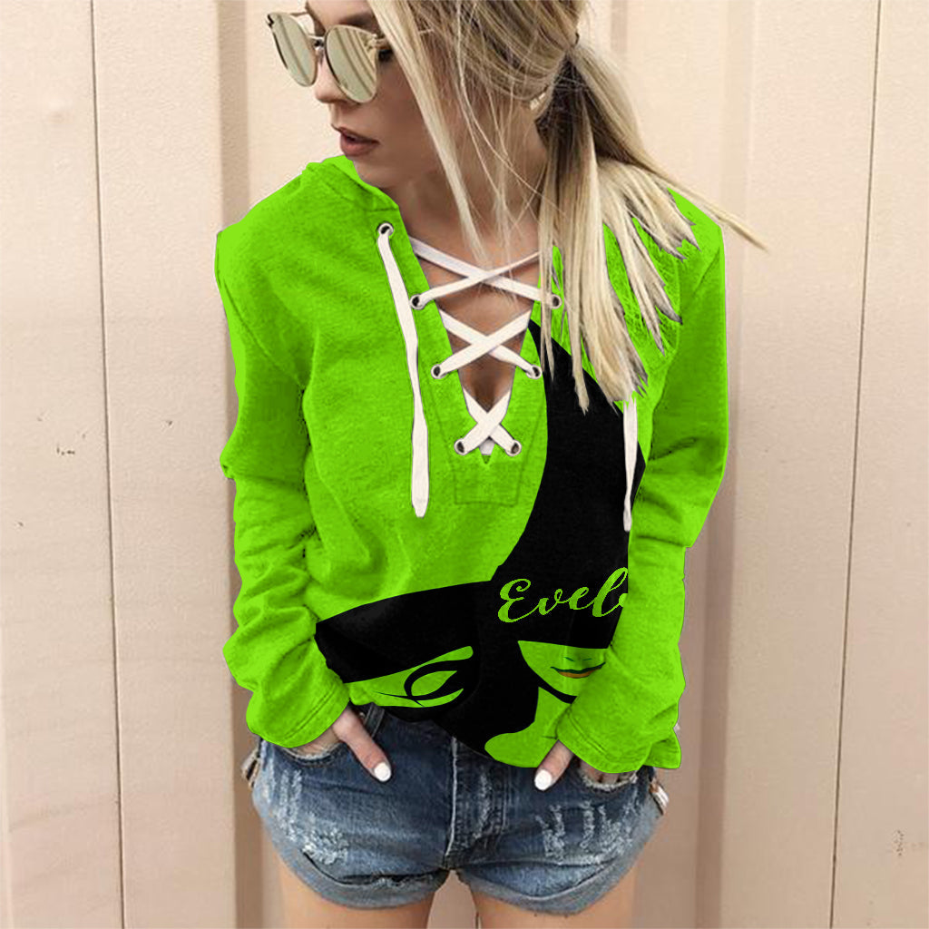 Grüne Hexe – Personalisiertes Hexenkleid mit schulterfreiem Oberteil und langen Ärmeln