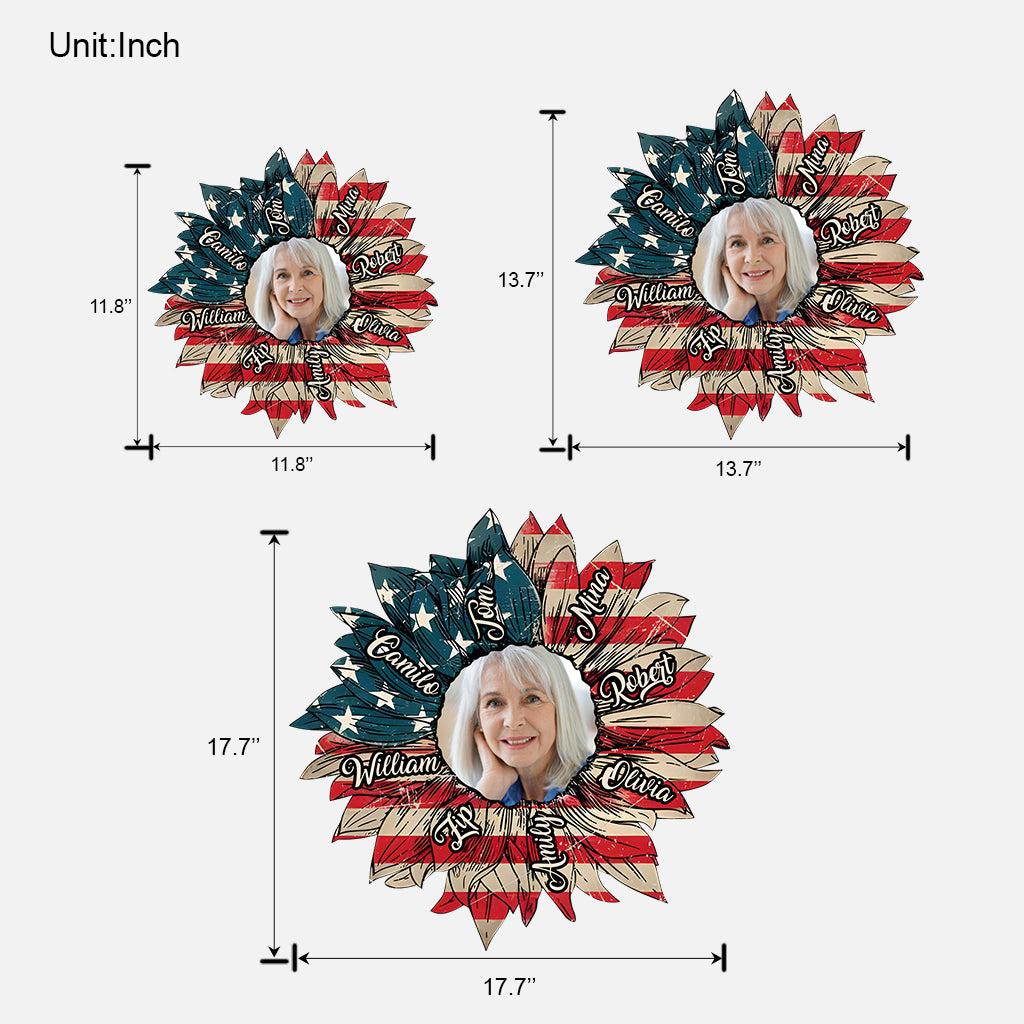 Oma-Sonnenblume zum 4. Juli – Personalisiertes Oma-Holzschild in individueller Form