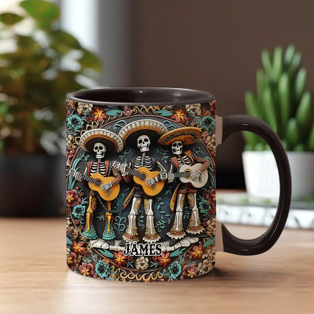 Skelett-Trio – Personalisierte Tasse mit Totenkopf-Akzent