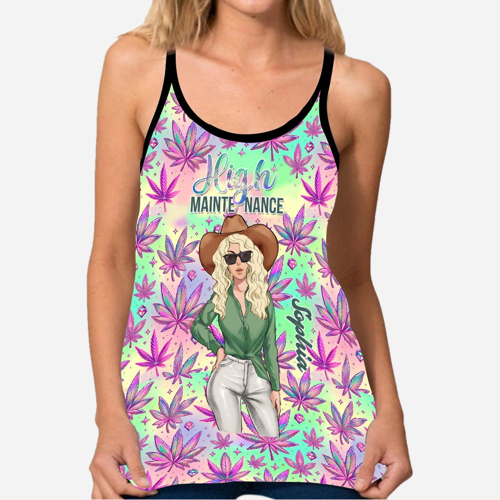 Hochwertiges, personalisiertes Tanktop mit Weed-Kreuz