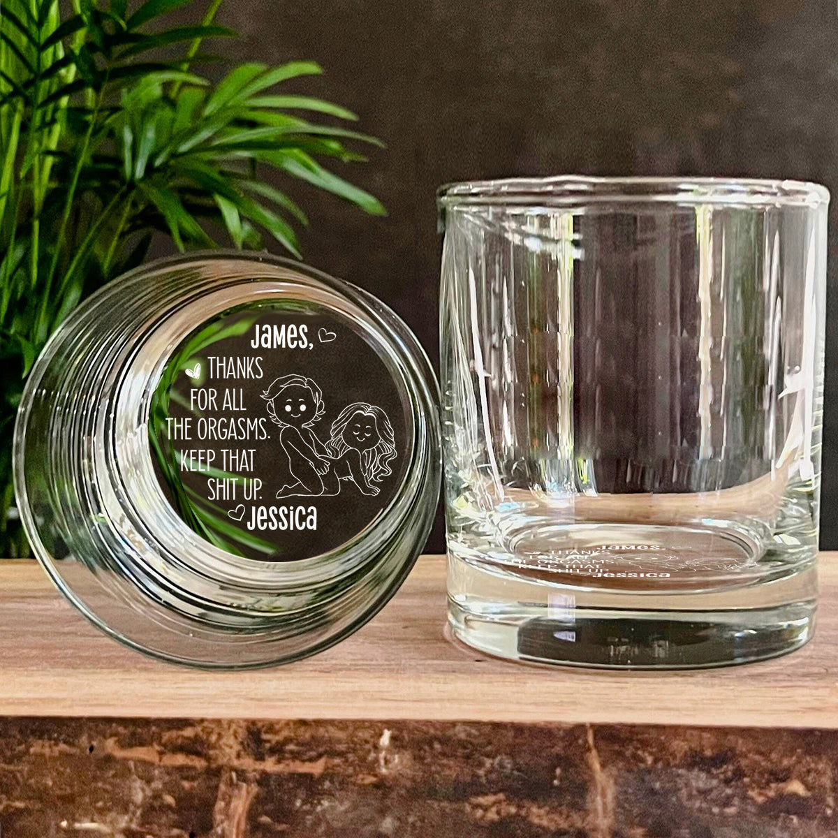Danke für den Orgasmus – Personalisiertes Whiskyglas für Paare mit Gravur