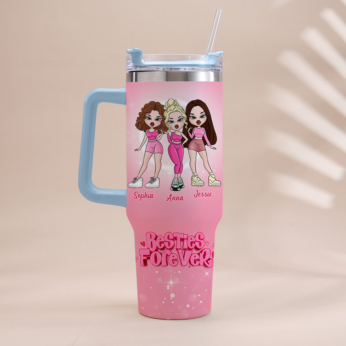 Für immer Freunde – Personalisierter Bestie-Becher mit Henkel