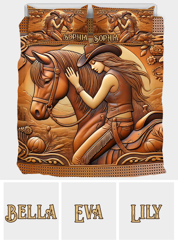Ein Mädchen und ihr Pferd – Personalisiertes Pferde-Quilt-Set