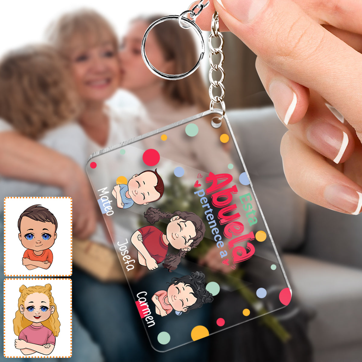 Esta Abuela Pertenece A – Personalisierter transparenter Oma-Schlüsselanhänger