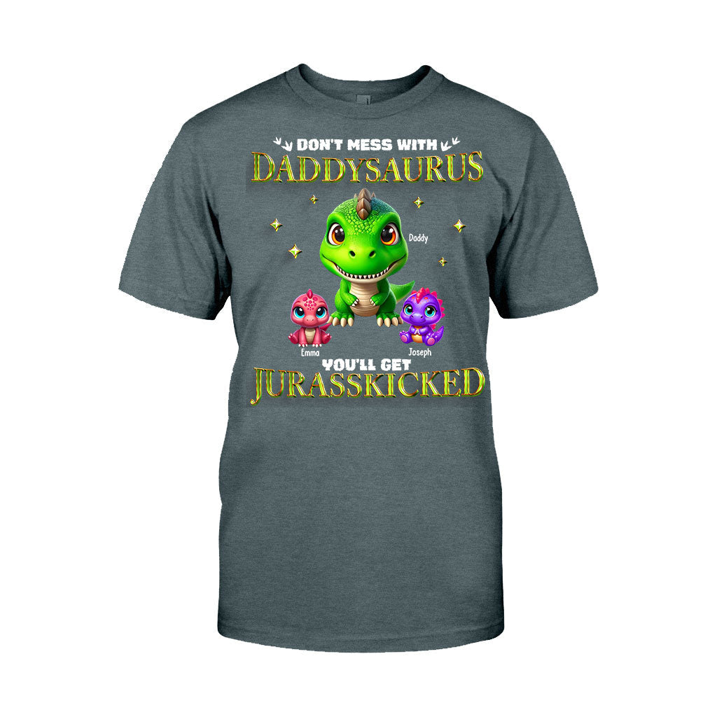 Daddysaurus Grandpasaurus 3D-Dinosaurier – Personalisiertes Vater-T-Shirt und Hoodie