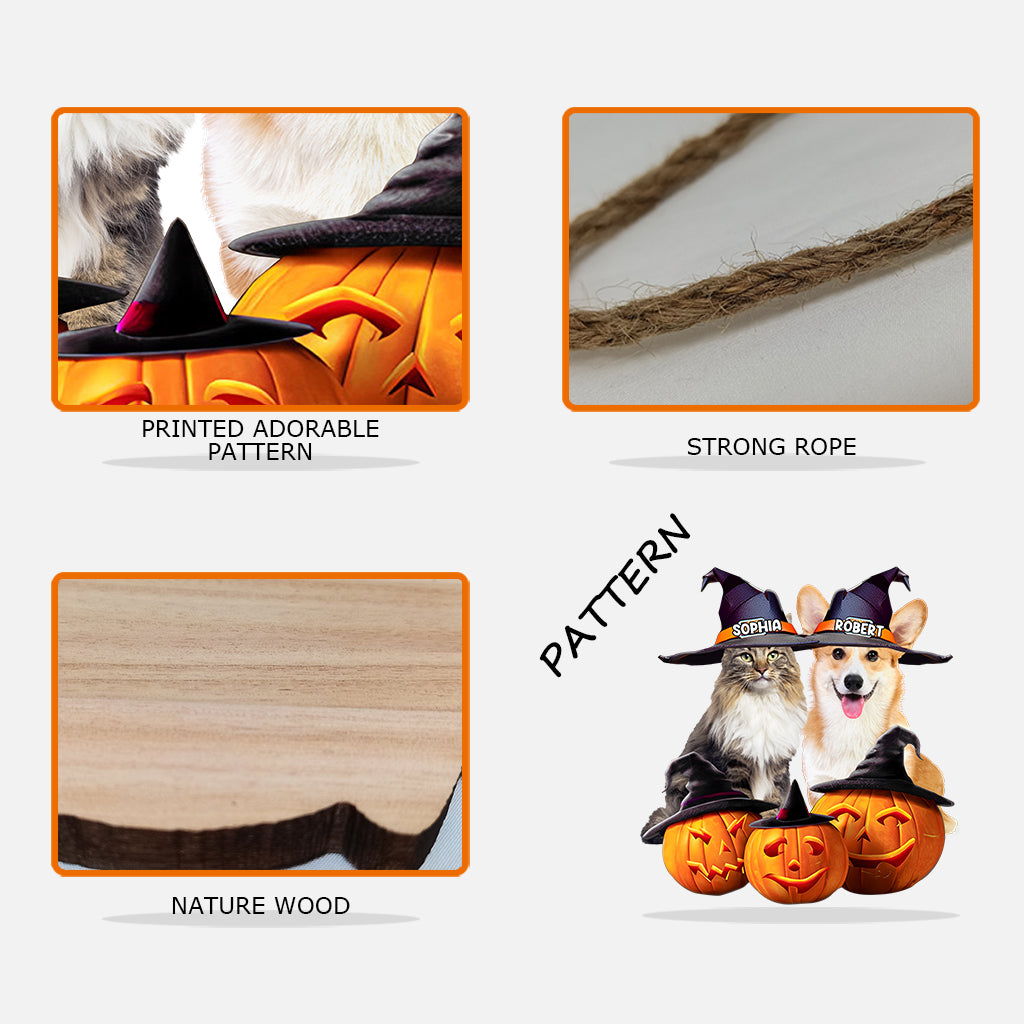 Cute Halloween Pets - Personalized Dog Custom Shaped Wood Sign
