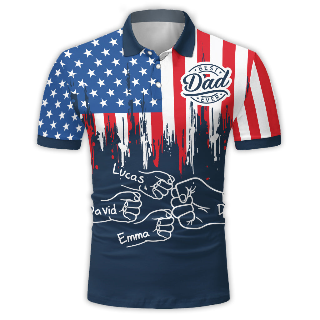 „Bester Papa aller Zeiten“-Faust – personalisiertes Poloshirt für Väter