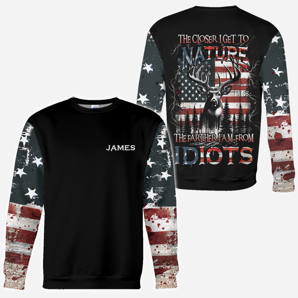Je näher ich der Natur komme, desto mehr bin ich der Vater von Idioten – personalisiertes Jagd-T-Shirt