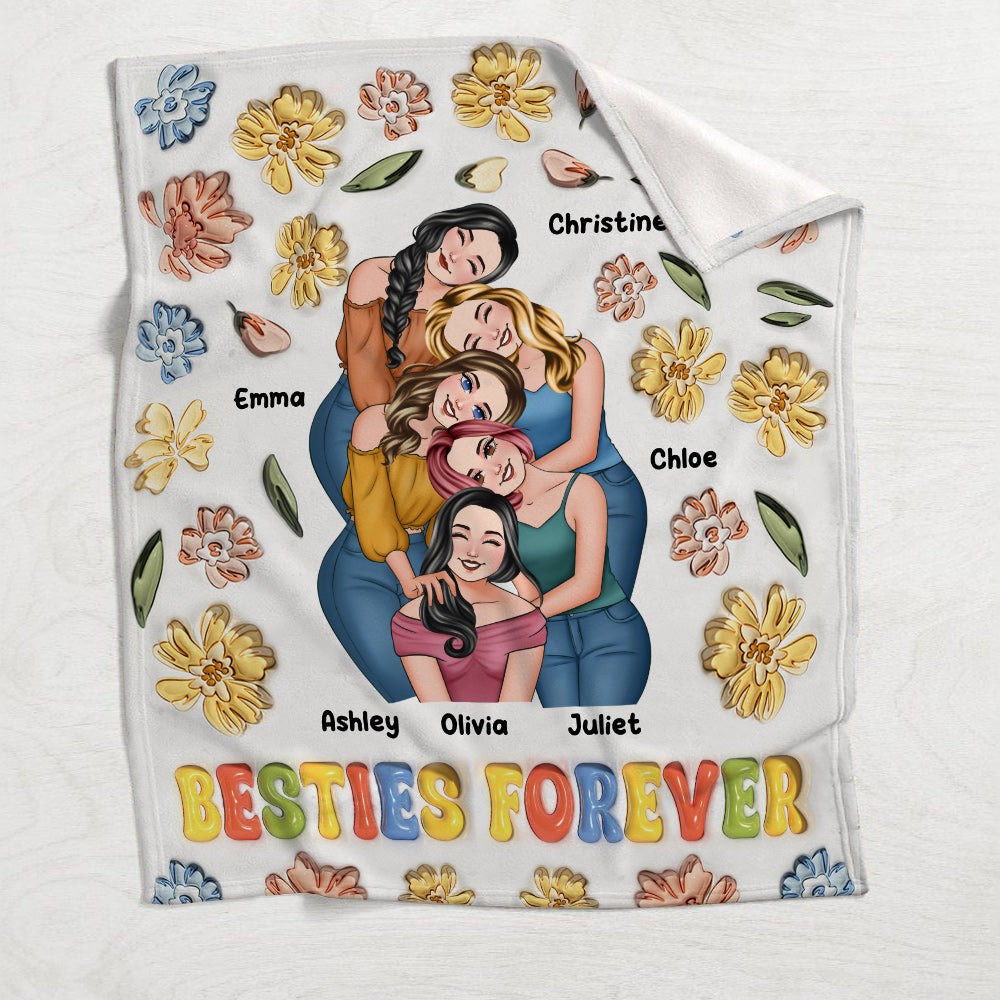 Beste Freundinnen für immer – Personalisierte Decke im Blumen-Design