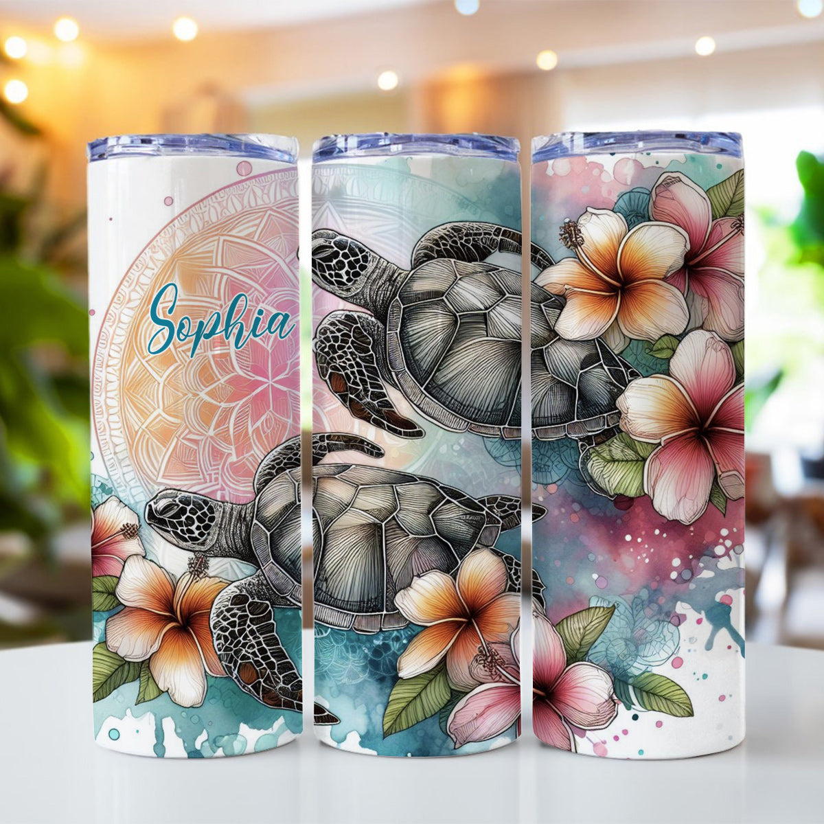 Liebe Schildkröten – Personalisierter, schmaler Schildkröten-Trinkbecher