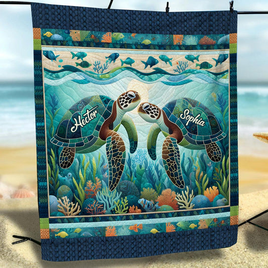 Du & Ich und das Meer – Personalisierte Schildkrötendecke