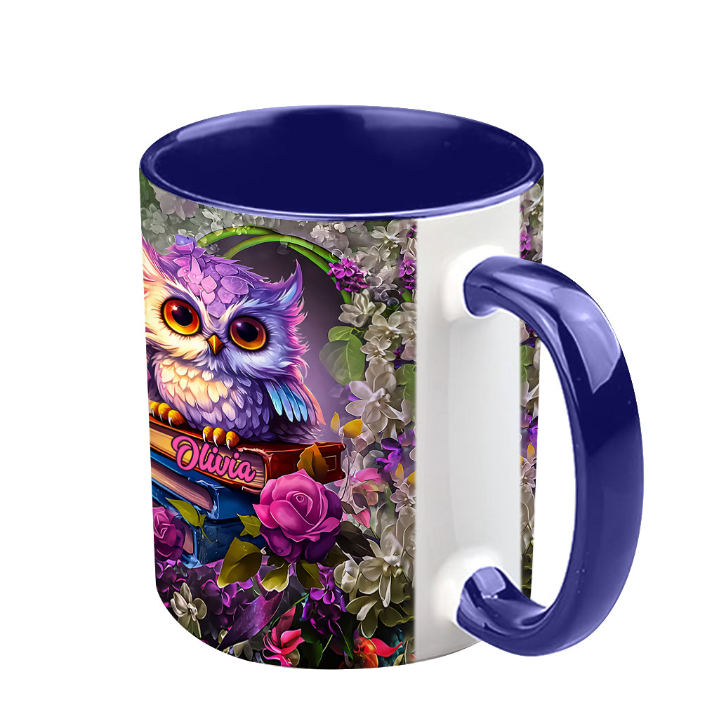 Wunderschöne Eulen-Buchliebhaber - Personalisierte Buch-Akzent-Tasse